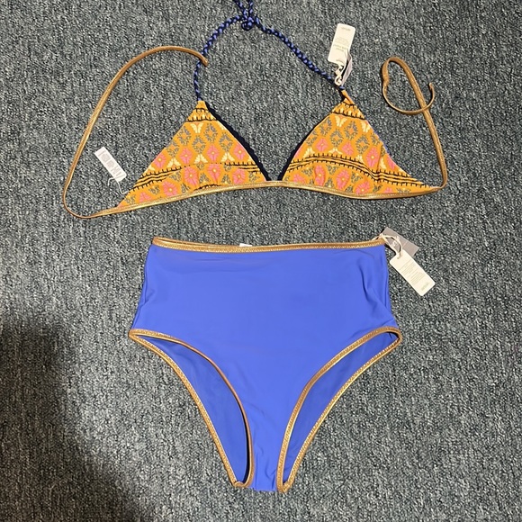 BRAND NEW with tags RARE Aerie reversible bikini high waist jet set beach Ikat - Picture 2 of 10